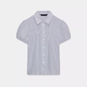 Zara Blue and White Collared Blouse
